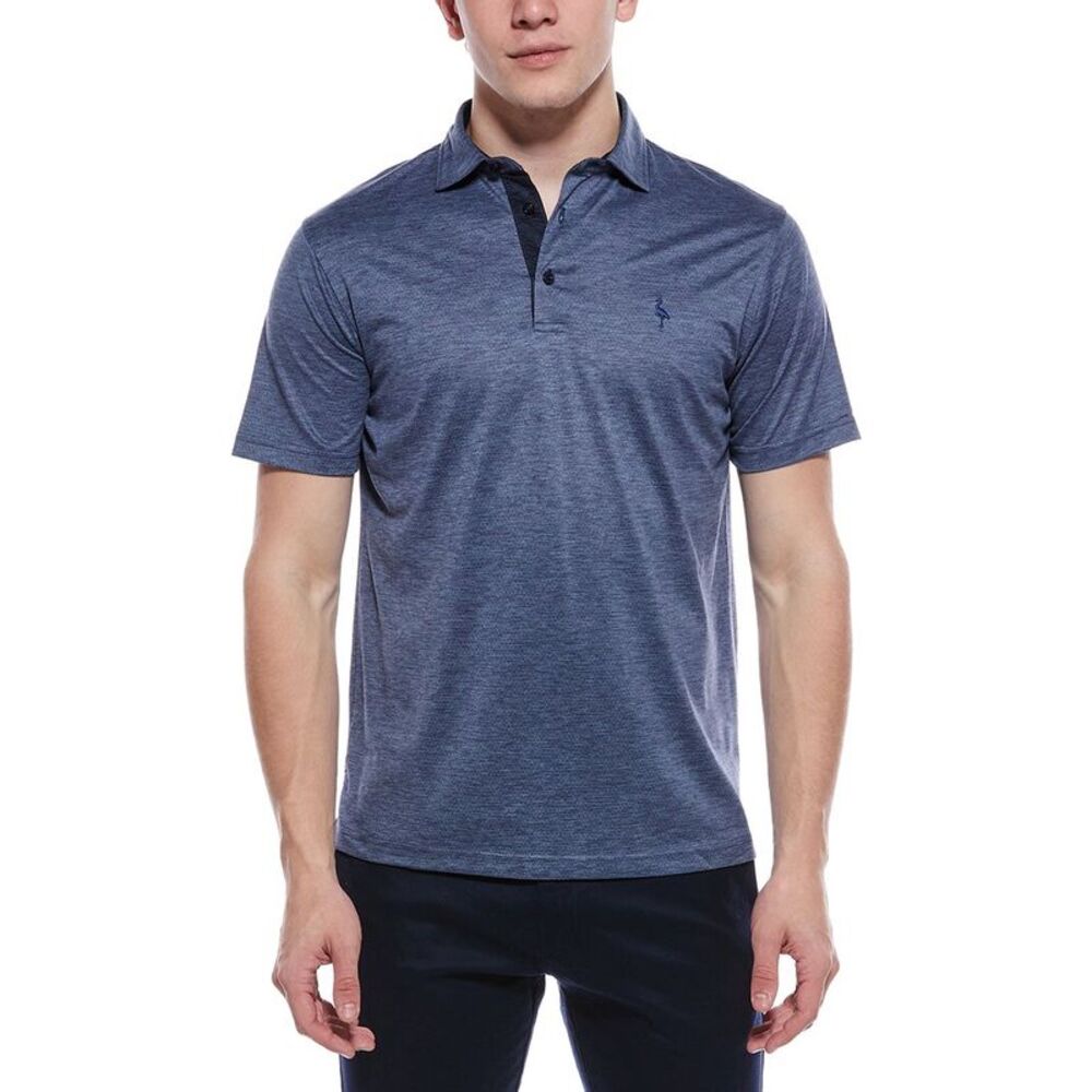 Tailorbyrd Mens  Melange Mesh Performance Polo Shirt, Blue